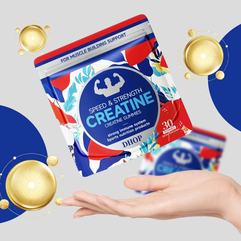 DHOP High Creatine Monohydrate Gummies Vegetarian Gluten-Free Enhance Strength and Endurance Each Gummie for Adults