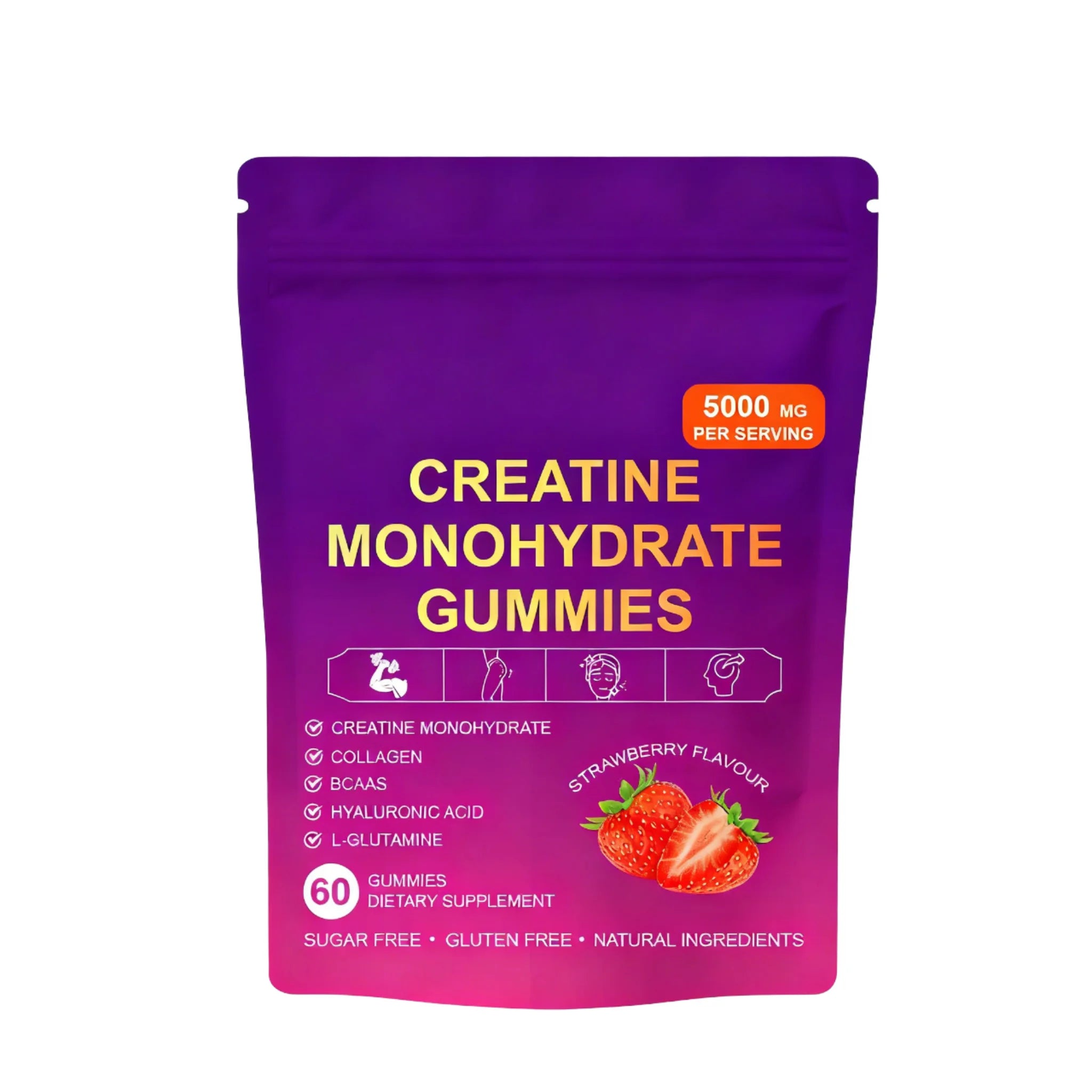 Lyonsbarry OEM Creatine M-hydrate Gummies Collagen BCAAS Hyaluronic Acid Vitamins Natural Beauty Energy Sugar Free Adult