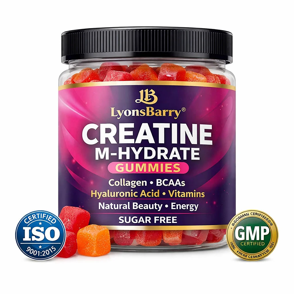 Lyonsbarry OEM Creatine M-hydrate Gummies Collagen BCAAS Hyaluronic Acid Vitamins Natural Beauty Energy Sugar Free Adult