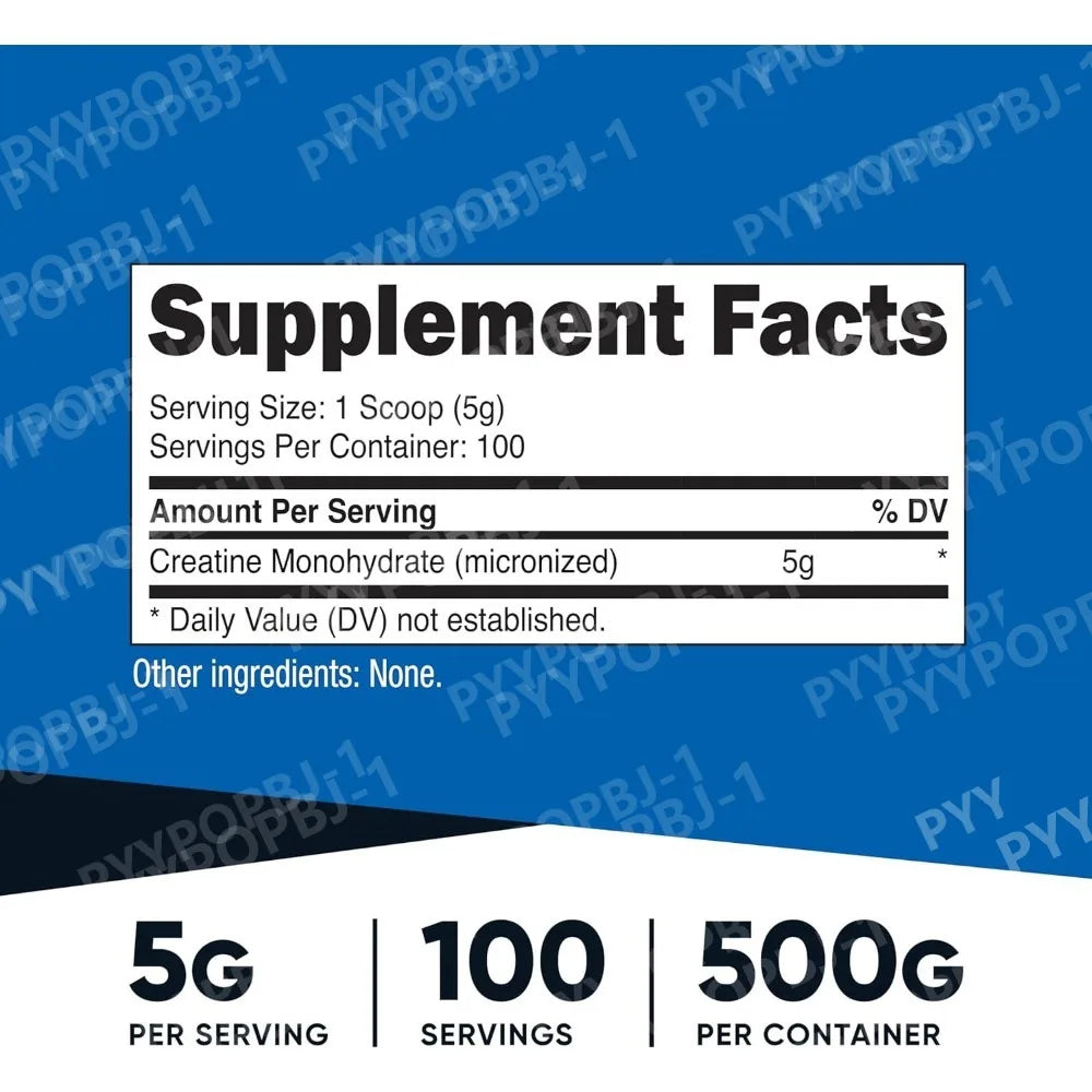 Creatine Monohydrate Micronized Powder 500G 5000mg Per Serving 5g 100 Servings 17.9 Oz