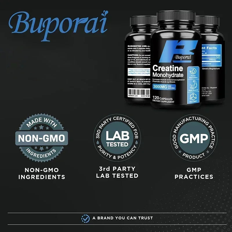 Creatine Monohydrate - Enhance Muscle Strength, Promote Muscle Recovery and Growth, and Improve Athletic Performance Vegan